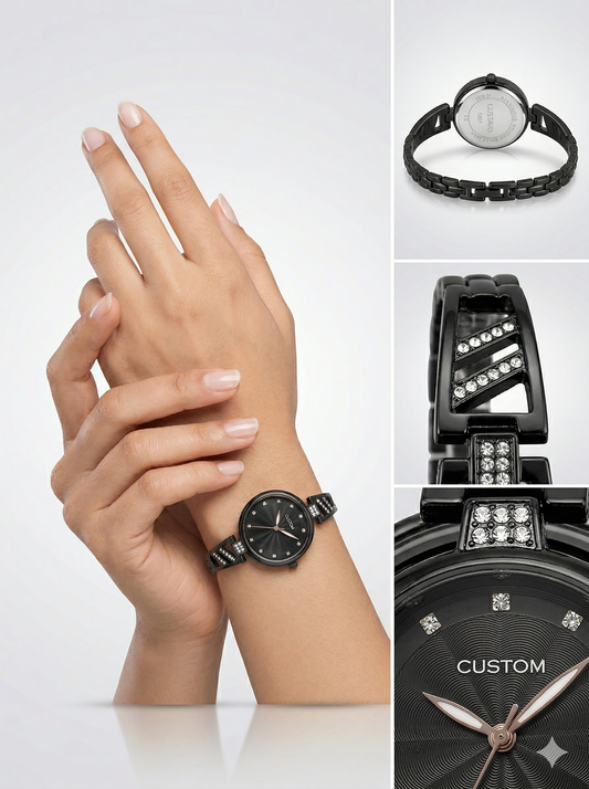 Custom Midnight Star Crystal-Embellished Jewelry Watch