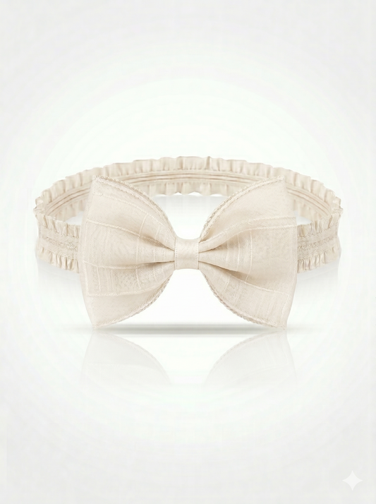 Sky Blossom Embroidered Bow Headband