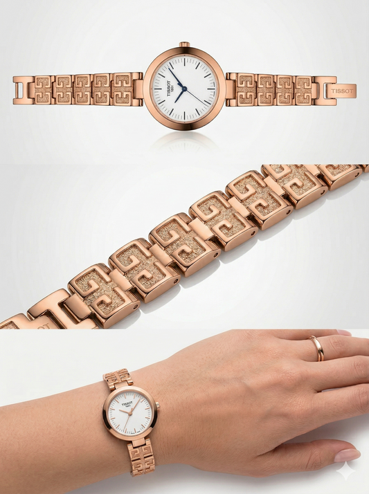 Gilded Geometric – Rose Gold Shimmer Bracelet Watch