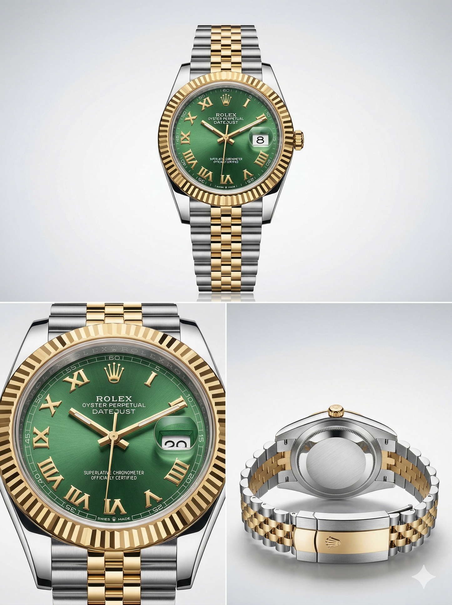 Classic Two-Tone Emerald Green Sunray Dial Gents Watch