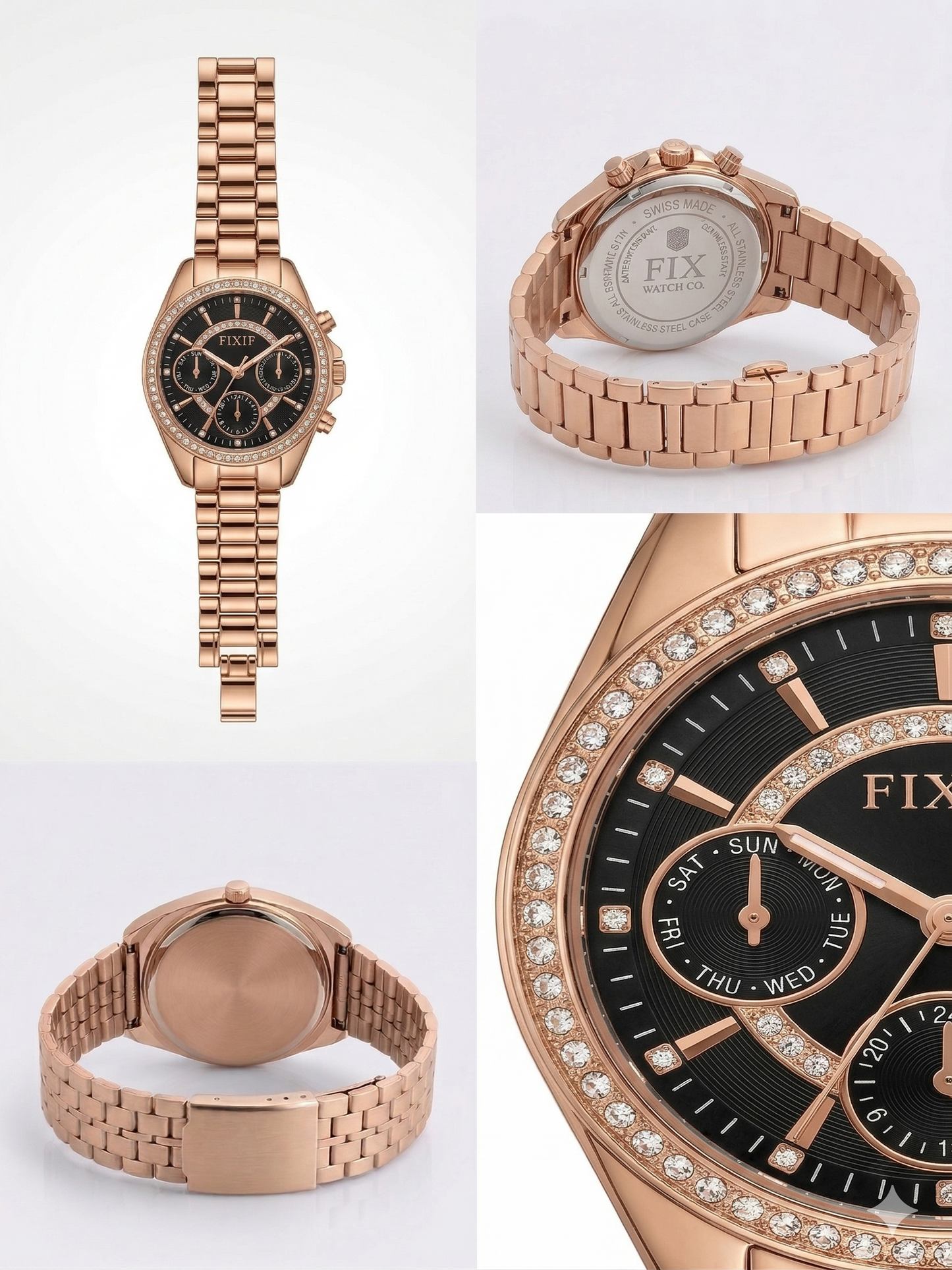 Fixen "Midnight Luxe" Rose Gold Watch