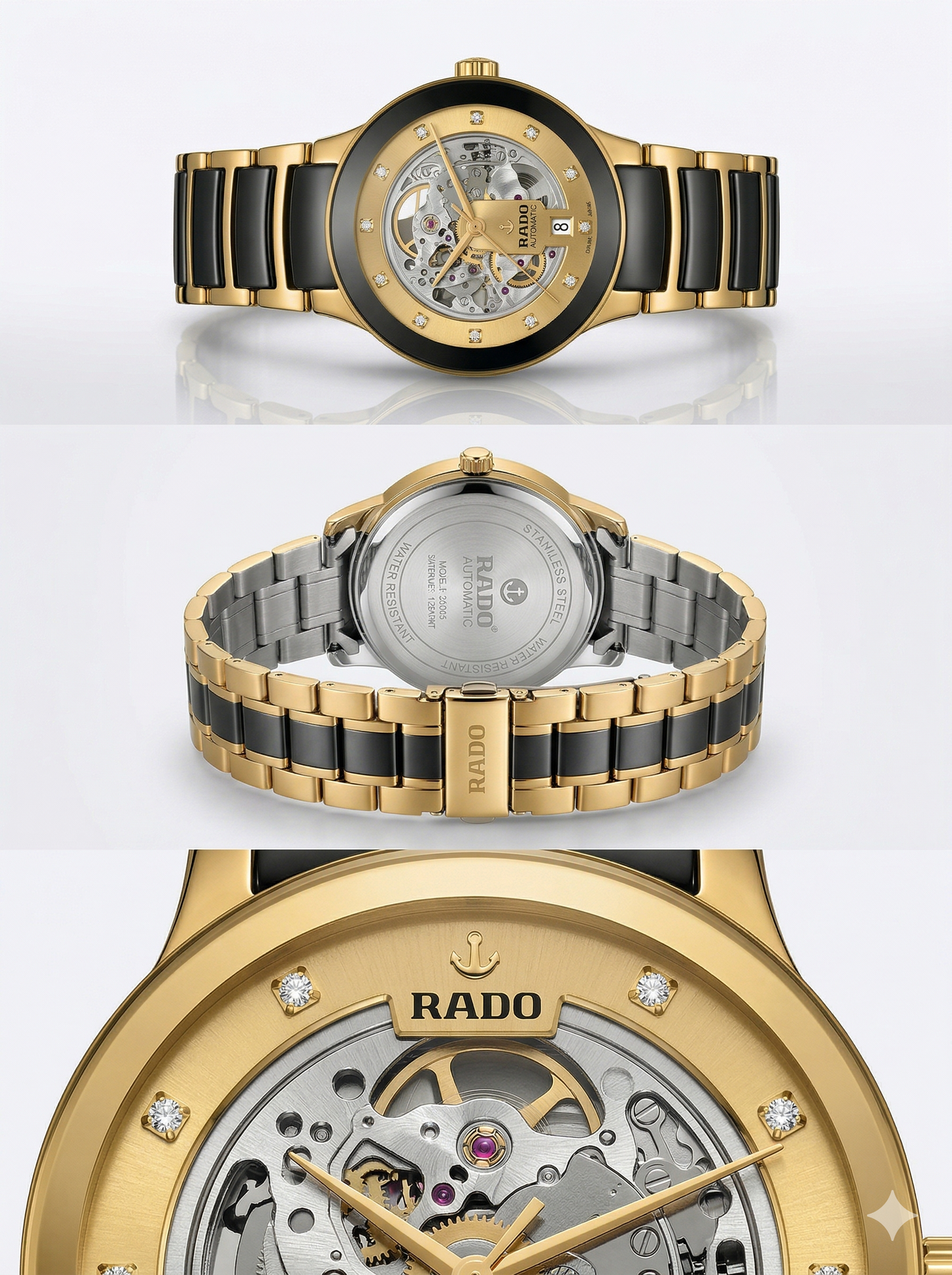 Elite Gold & Onyx Skeleton – Automatic Style Luxury Watch