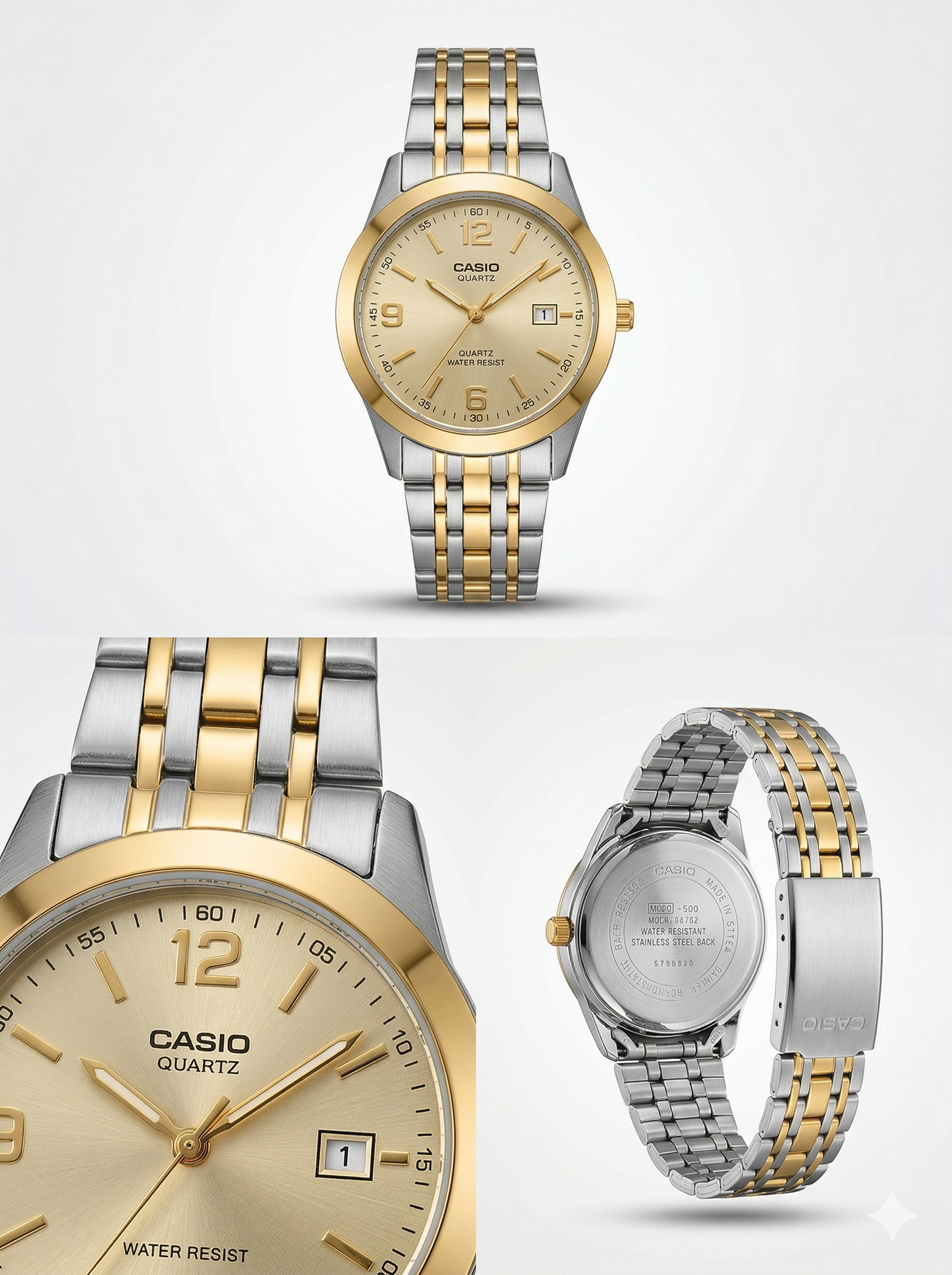 Two-Tone Luxe Watch - Champagne Dial with Date Display