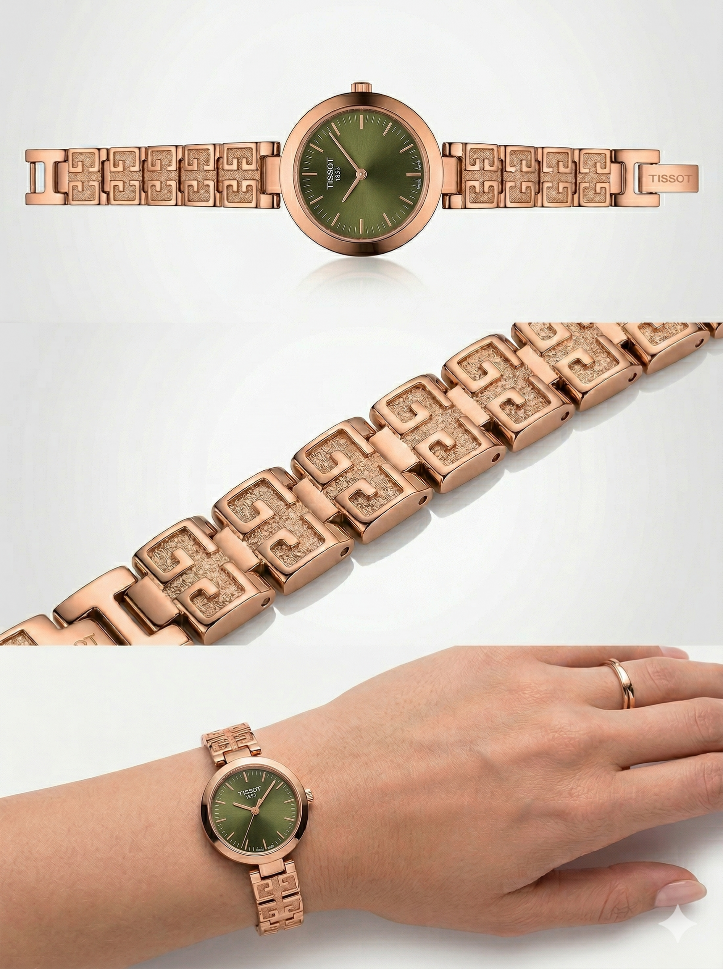 Gilded Geometric – Rose Gold Shimmer Bracelet Watch