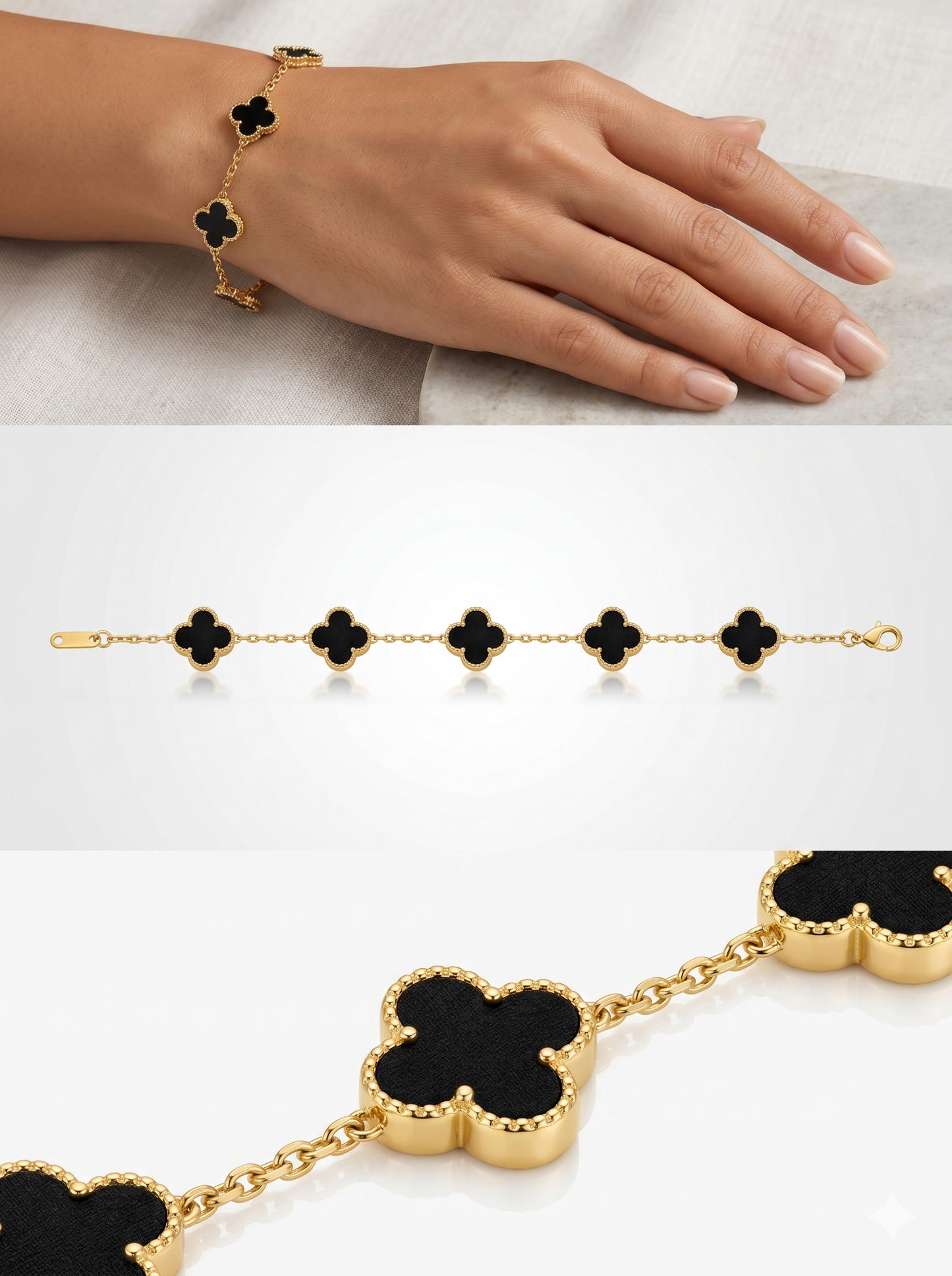 Anti-Tarnish Black Clover Station Bracelet