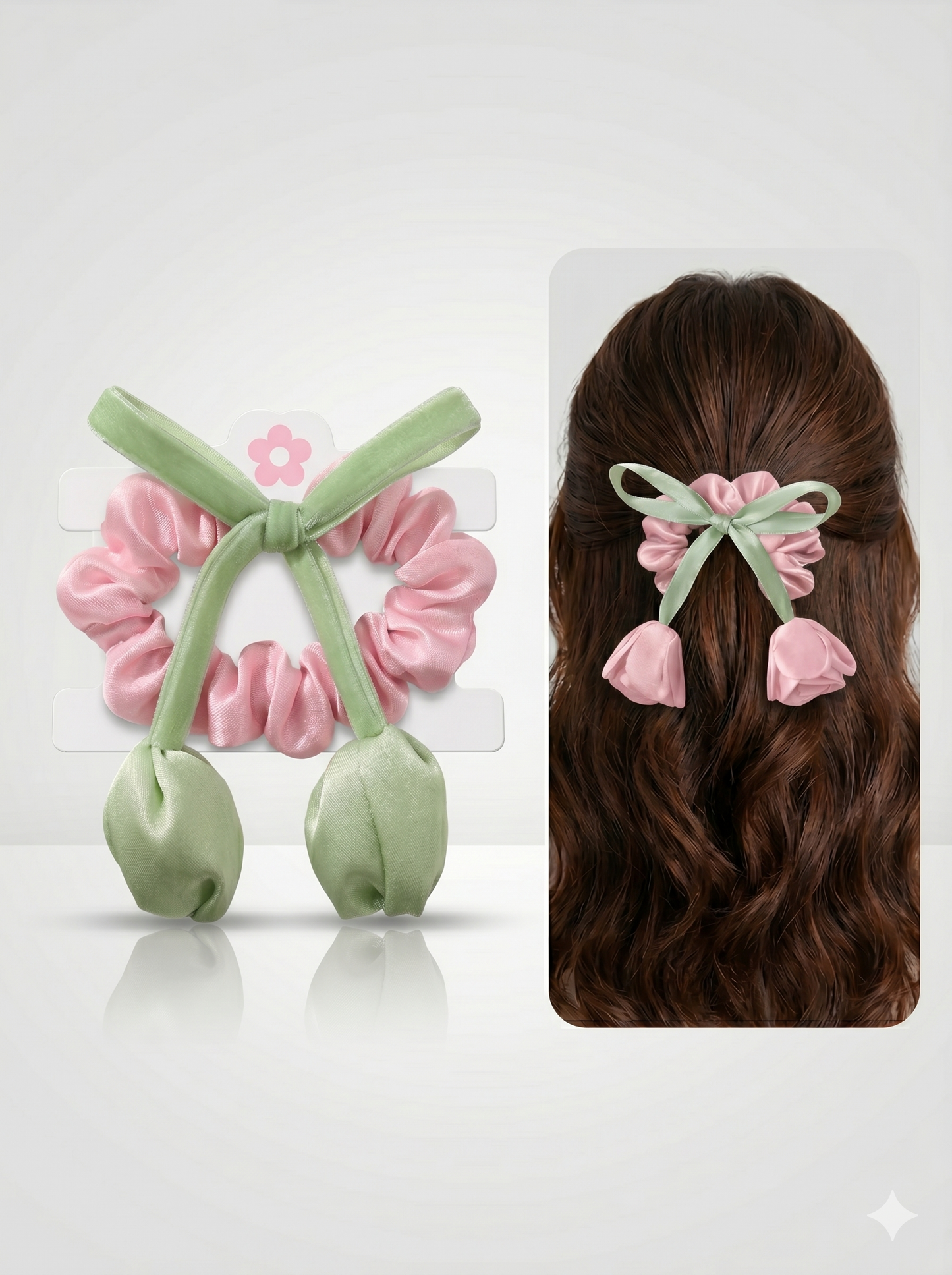 Sleek Blossom Satin Scrunchie