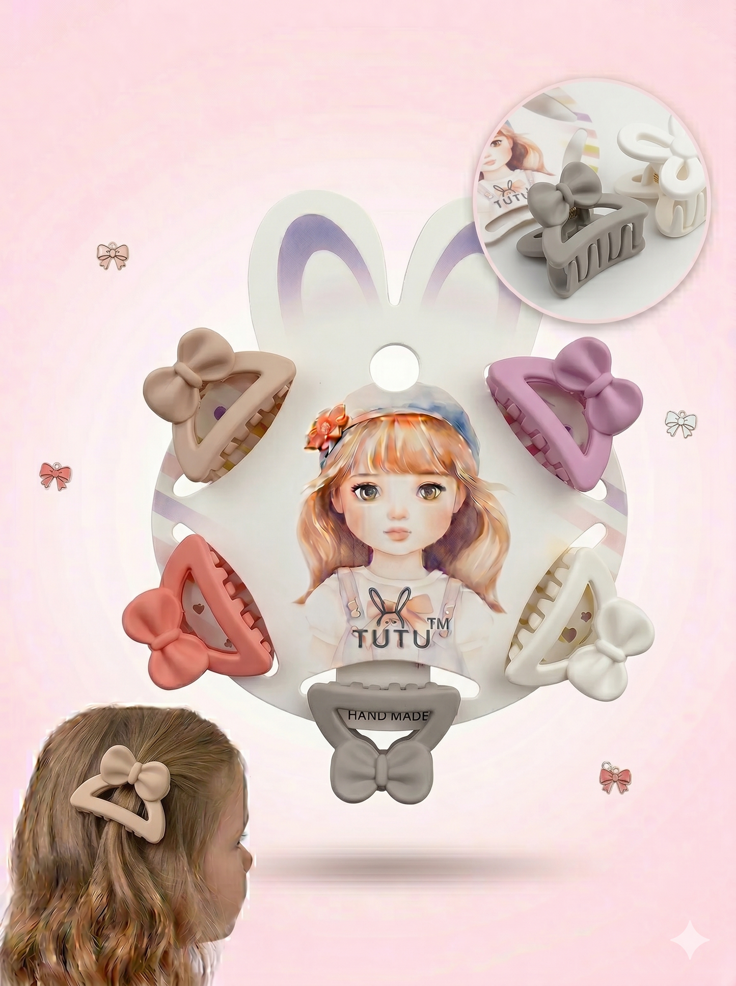 5-Piece Matte "Coquette Bow" Mini Claw Clip Set