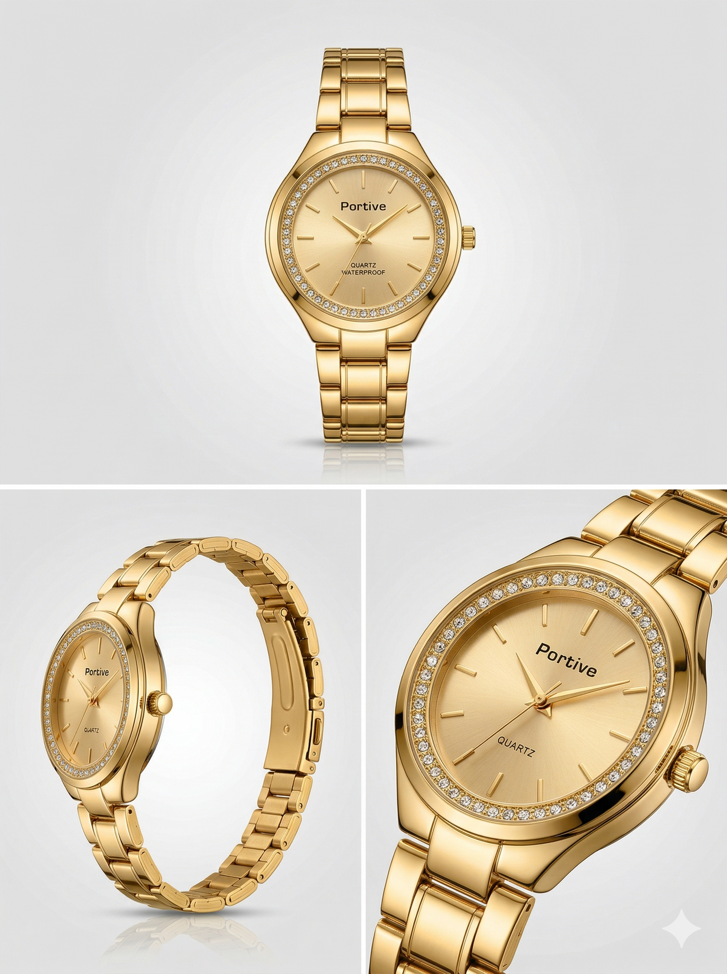 Portive Crystal-Halo Luxury Dress Watch