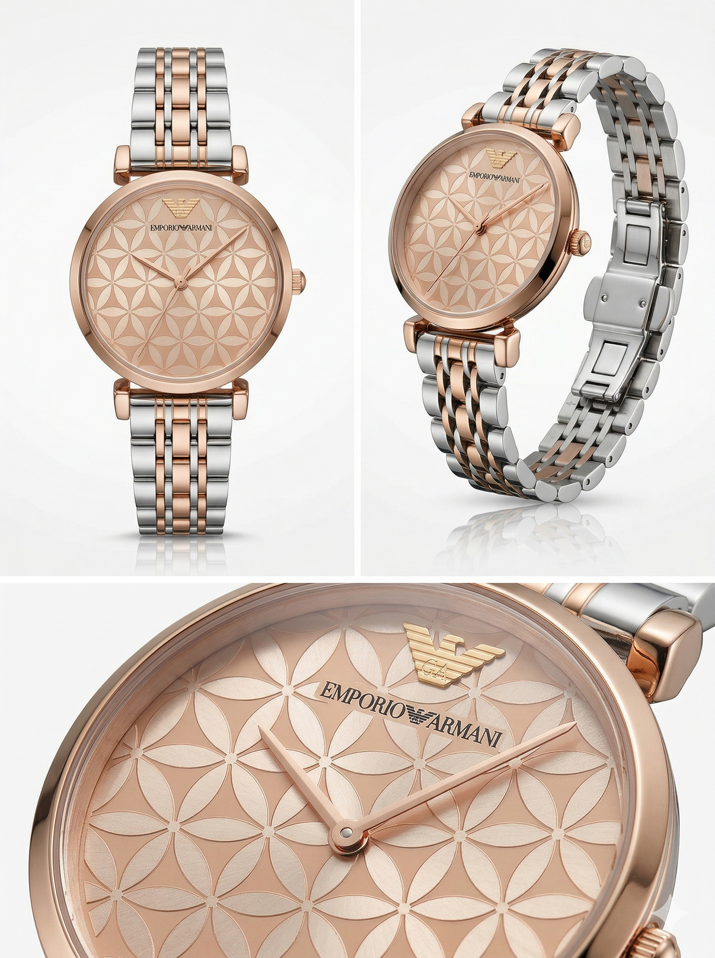 Golden Blossom Luxe – Champagne Mosaic Two-Tone Watch