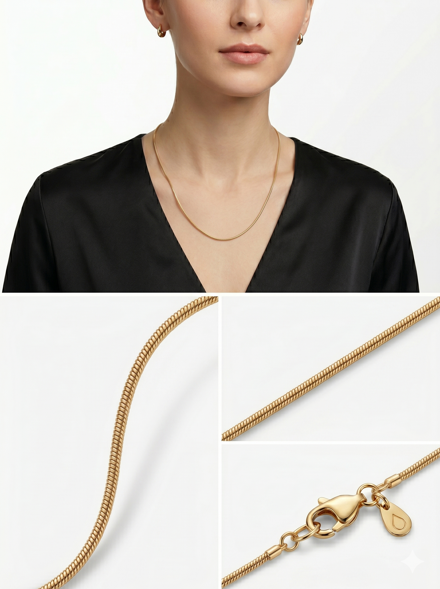 Ultra-Thin 18K Gold Snake Chain Necklace