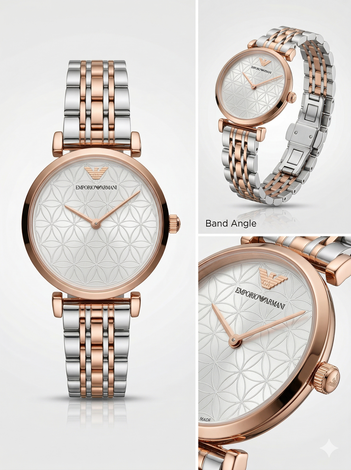 Graceful Mosaic Luxe – Rose Gold & Silver Two-Tone Watch