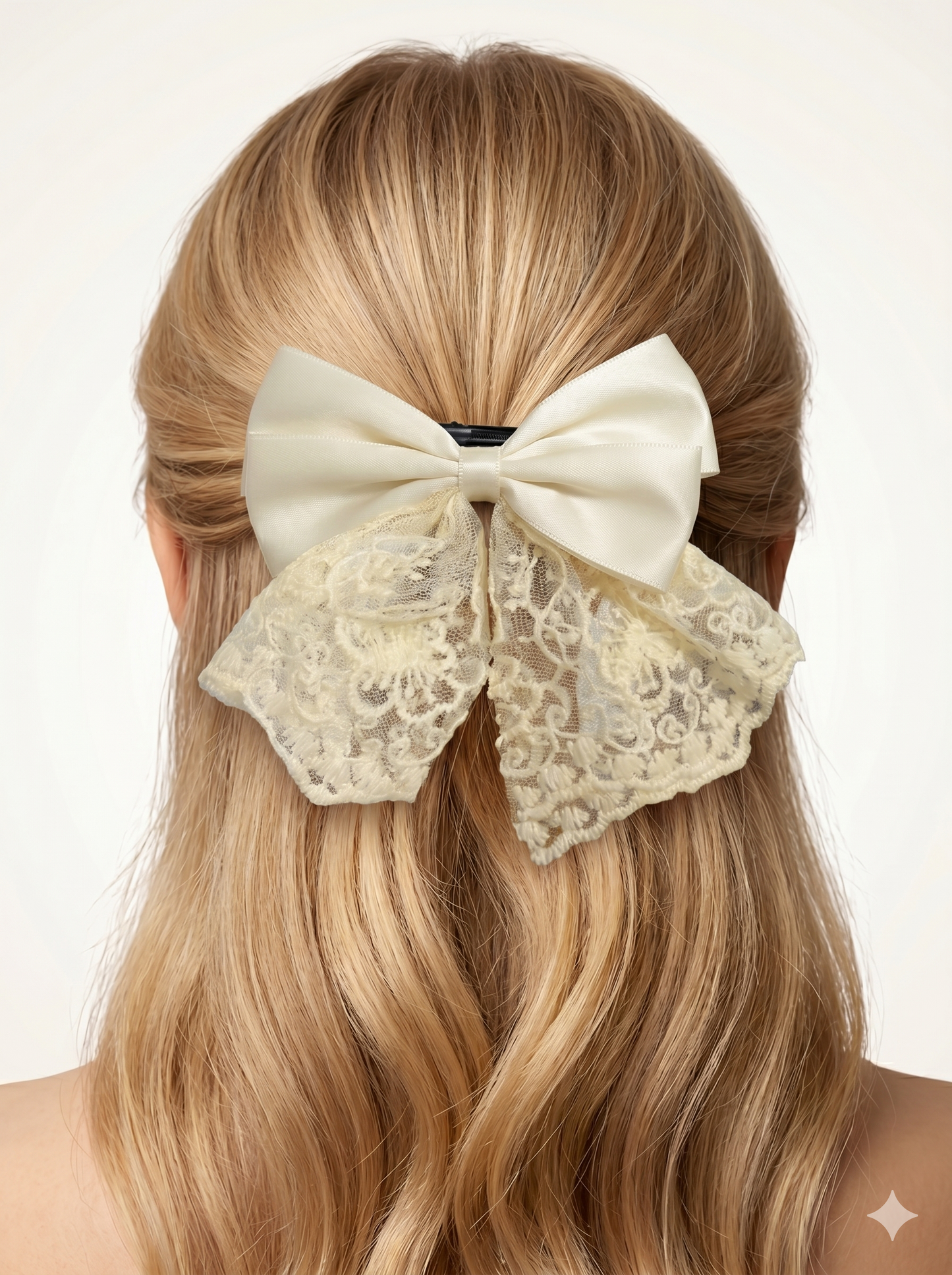Vintage Lace & Satin Bow Clip