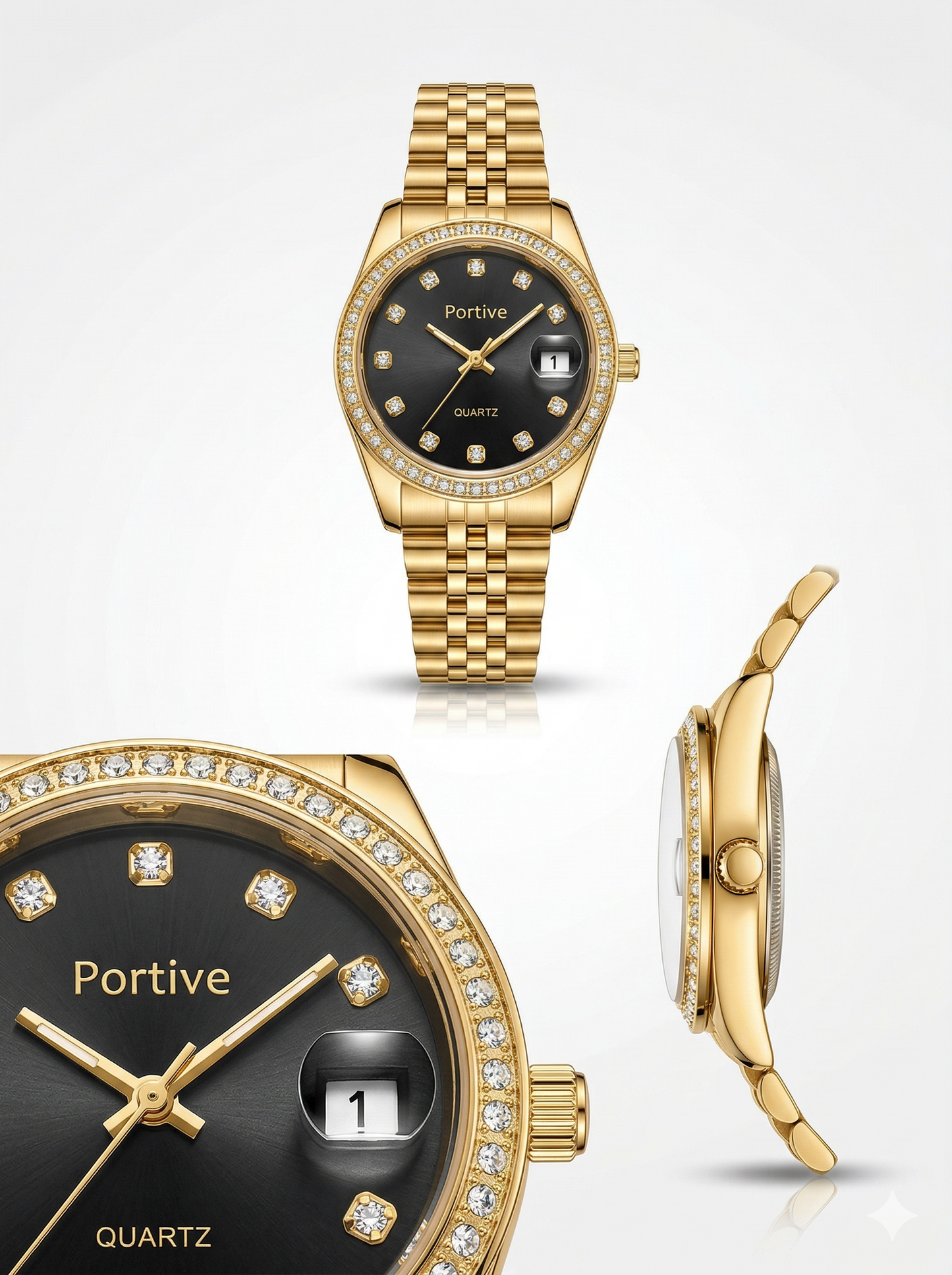 Portive Jubilee Crystal Luxe Watch