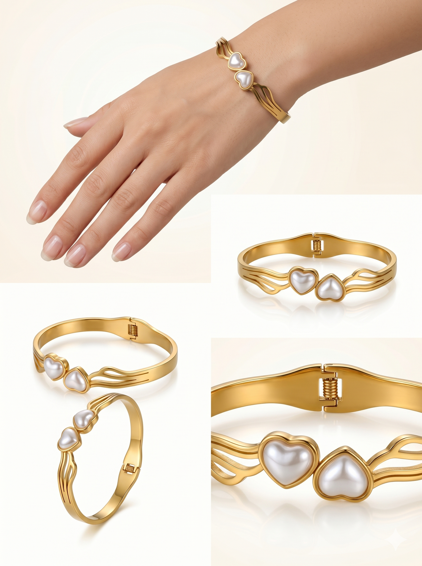 Pearl Heart Blossom Bangle