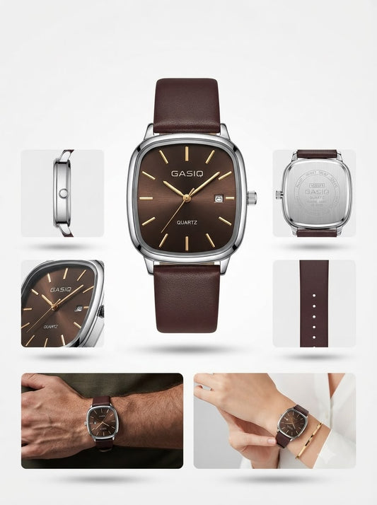 Modern Square-Case Quartz Watch – Comfort-Fit Silicone Strap
