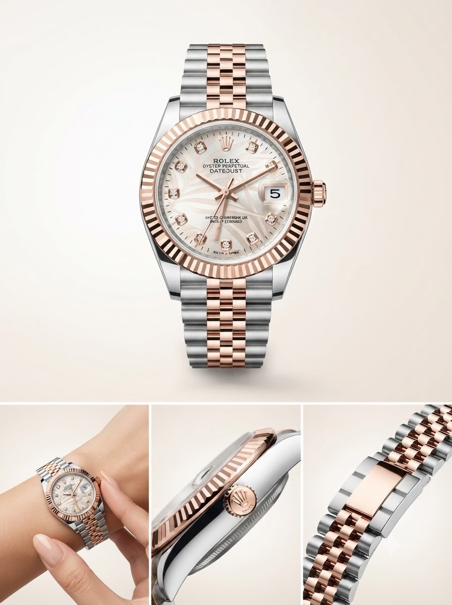 Two-Tone Palm-Motif Diamond Chronometer