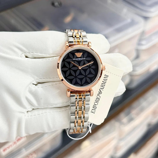 Midnight Mosaic Luxe – Charcoal & Rose Gold Two-Tone Watch