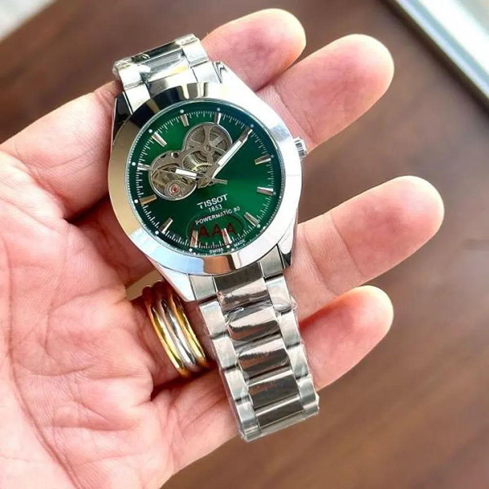 Emerald Open-Heart Elite – Silver Steel Mechanical Watch