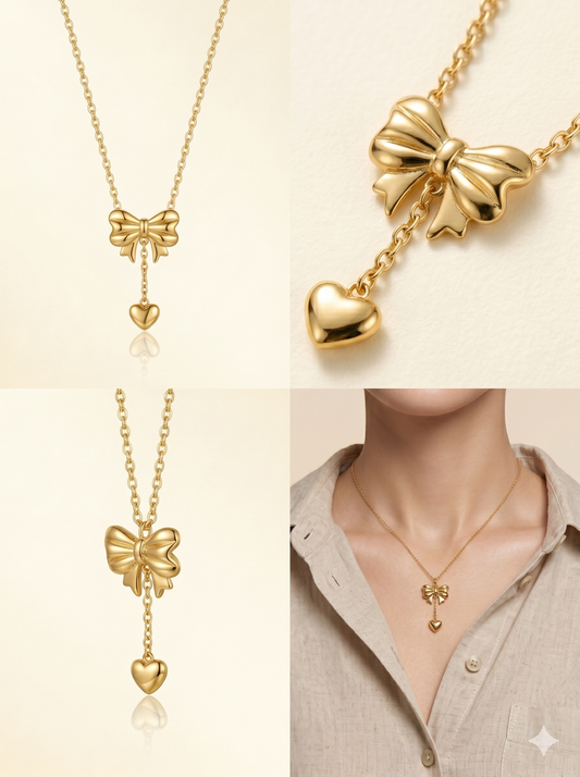 Sweetheart Bow Drop Necklace