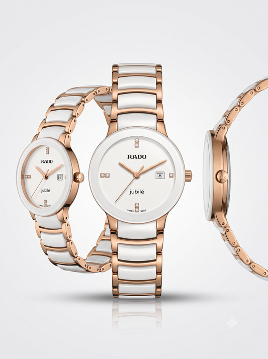 Midnight Onyx Luxe – Rose Gold & Ceramic Style Ladies Watch