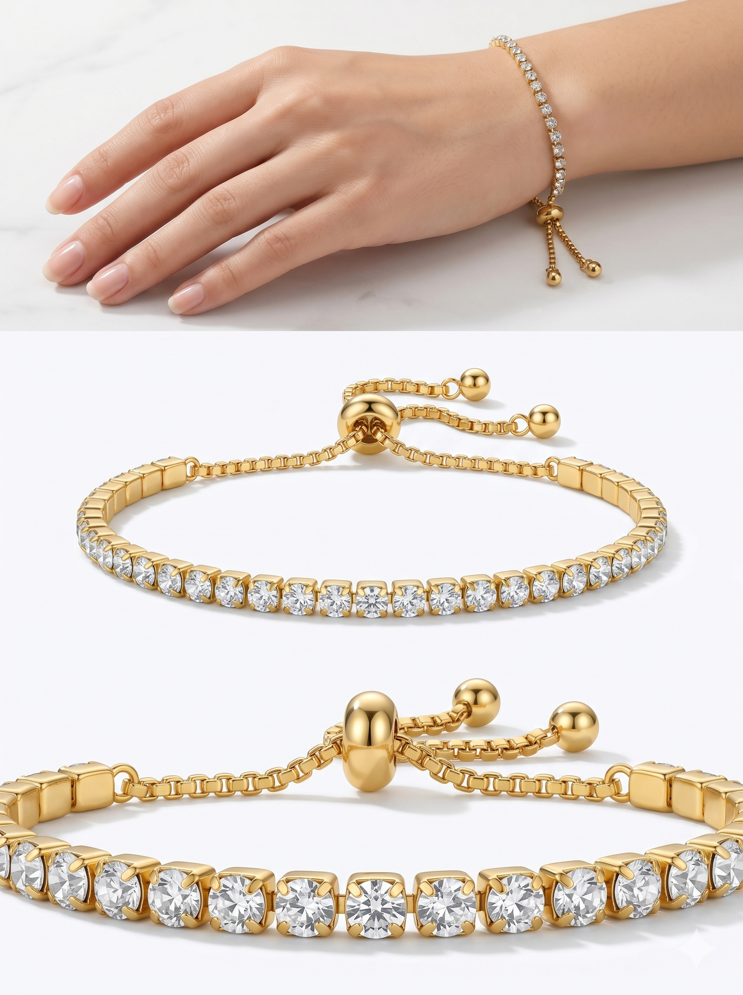 Anti-Tarnish Crystal Tennis Bolo Bracelet