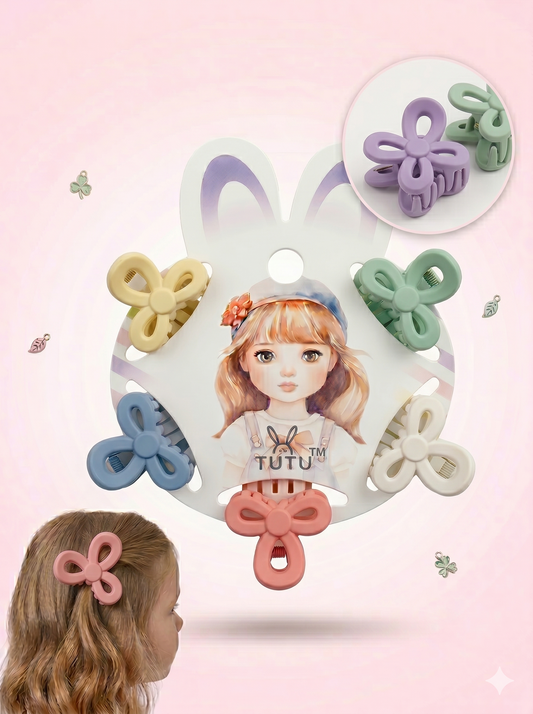 5-Piece Matte Triple-Petal Floral Mini Claw Clip Set