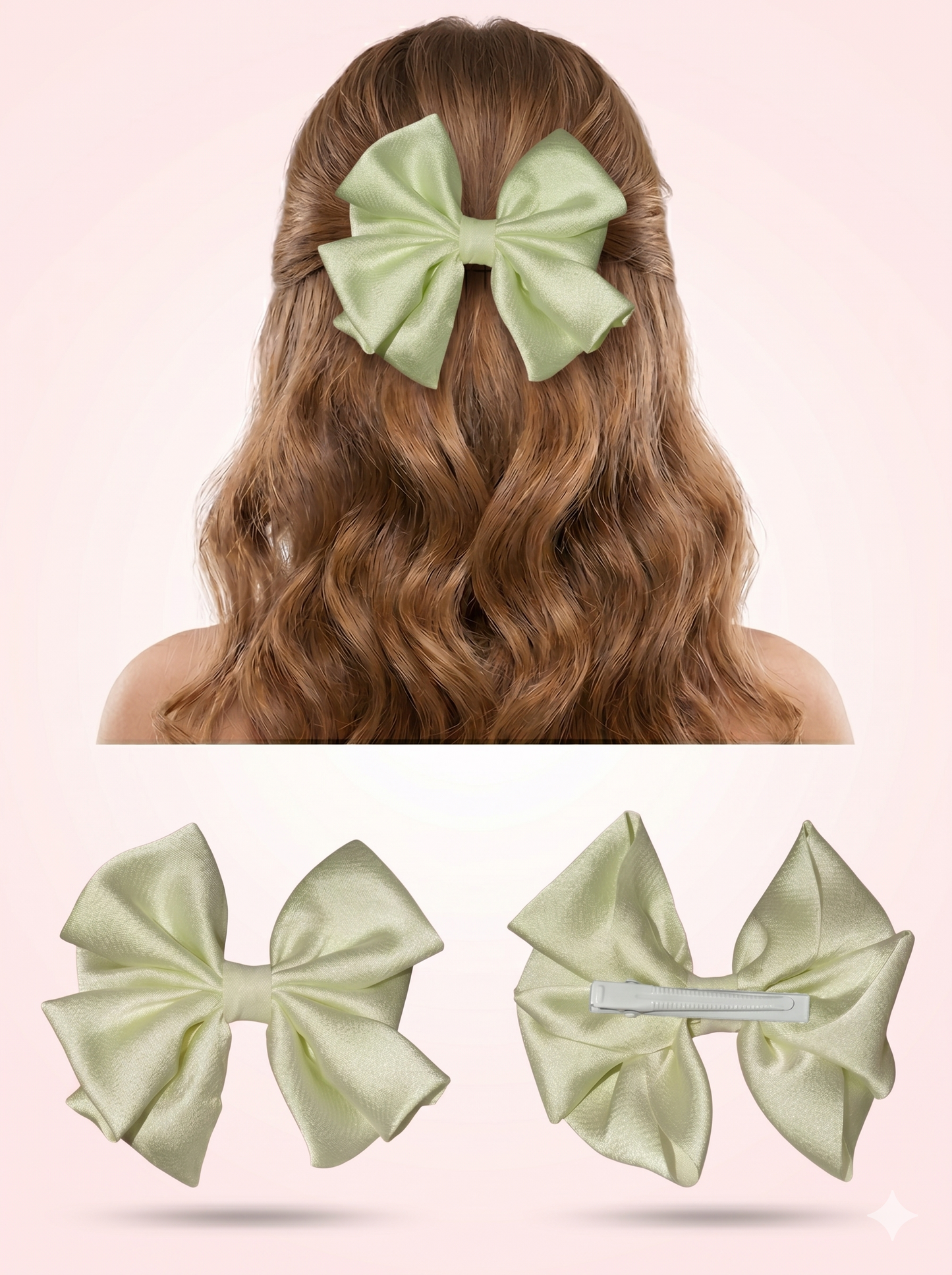 Ivory Elegance Satin Bow Clip