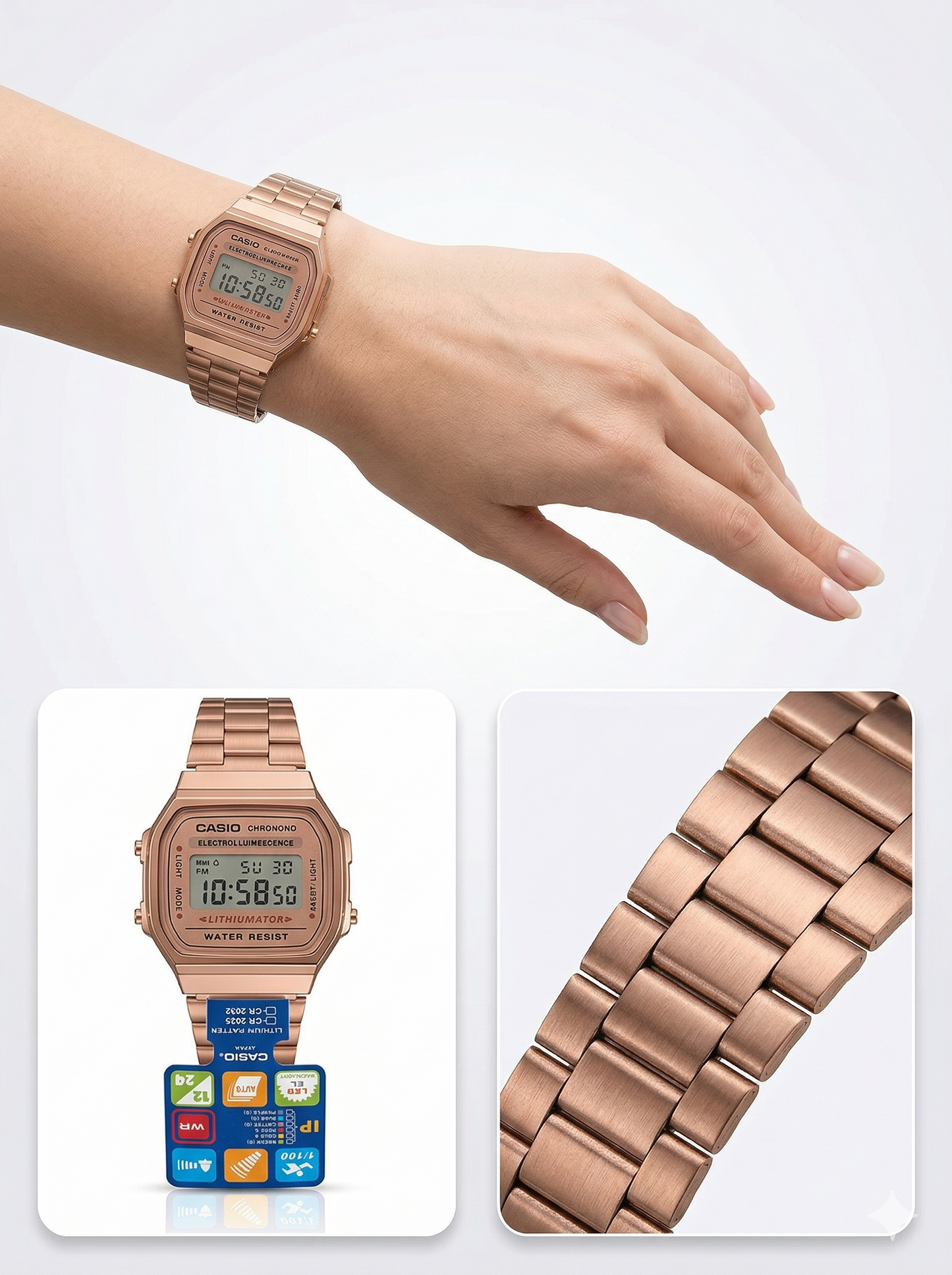 Retro Icon – Rose Gold Digital Heritage Unisex Watch