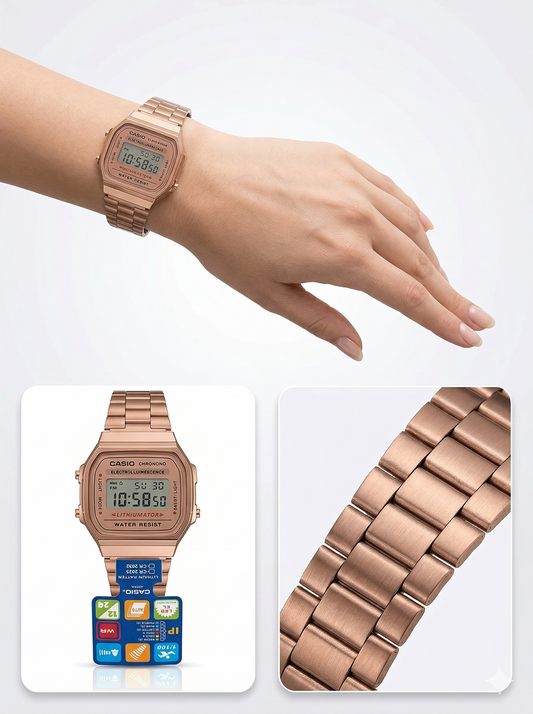 Retro Icon – Rose Gold Digital Heritage Unisex Watch