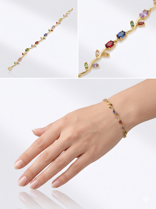 Tulip Crystal Vine Bracelet in 18K Gold Finish