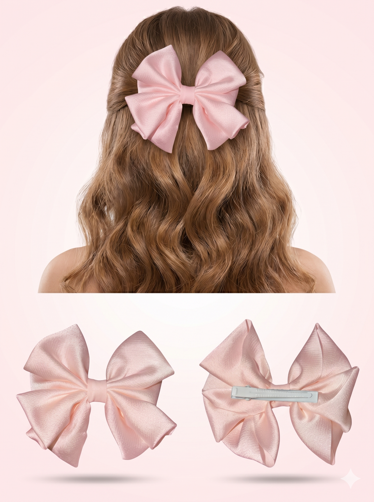 Ivory Elegance Satin Bow Clip