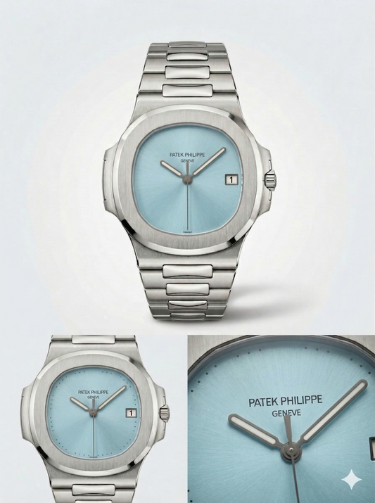 Azure Horizon Steel – Ice Blue Nautilus Style Watch
