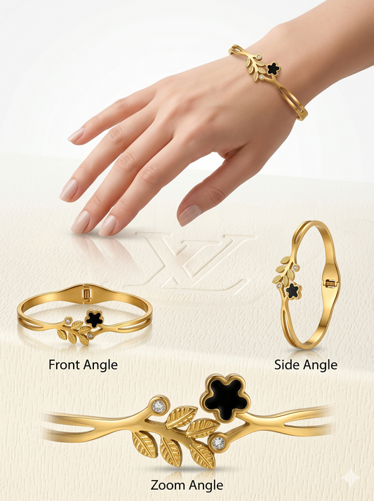 Onyx Meadow Leaf Bangle