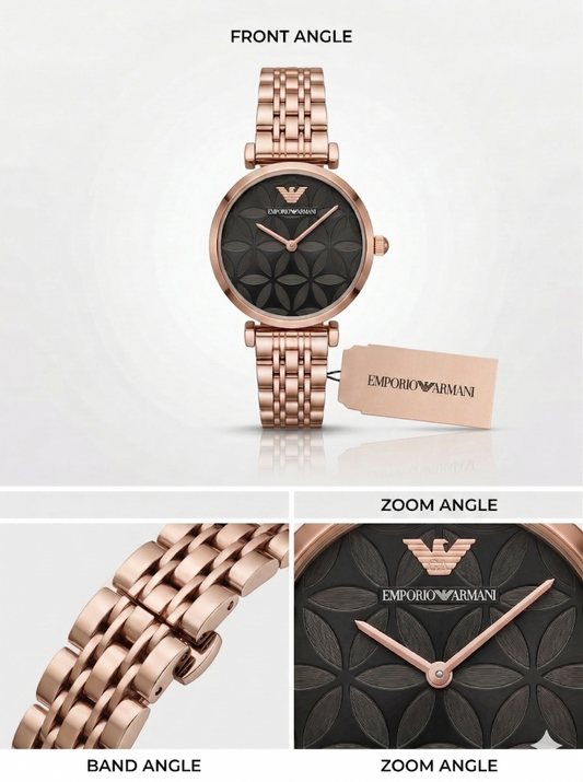 Midnight Rose Gilded – Charcoal Mosaic All-Rose Gold Watch