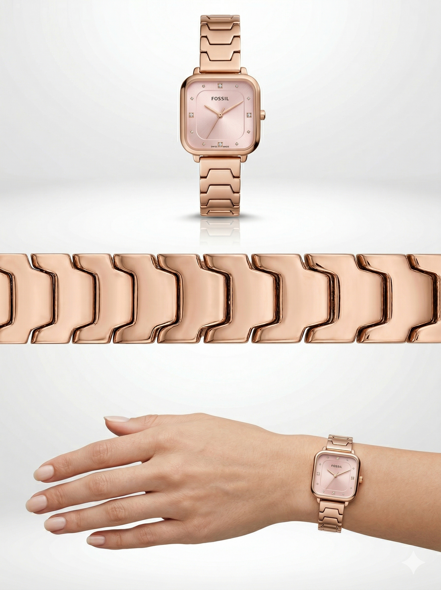 Retro Square Luxe – Rose Gold Crystal Cushion Watch