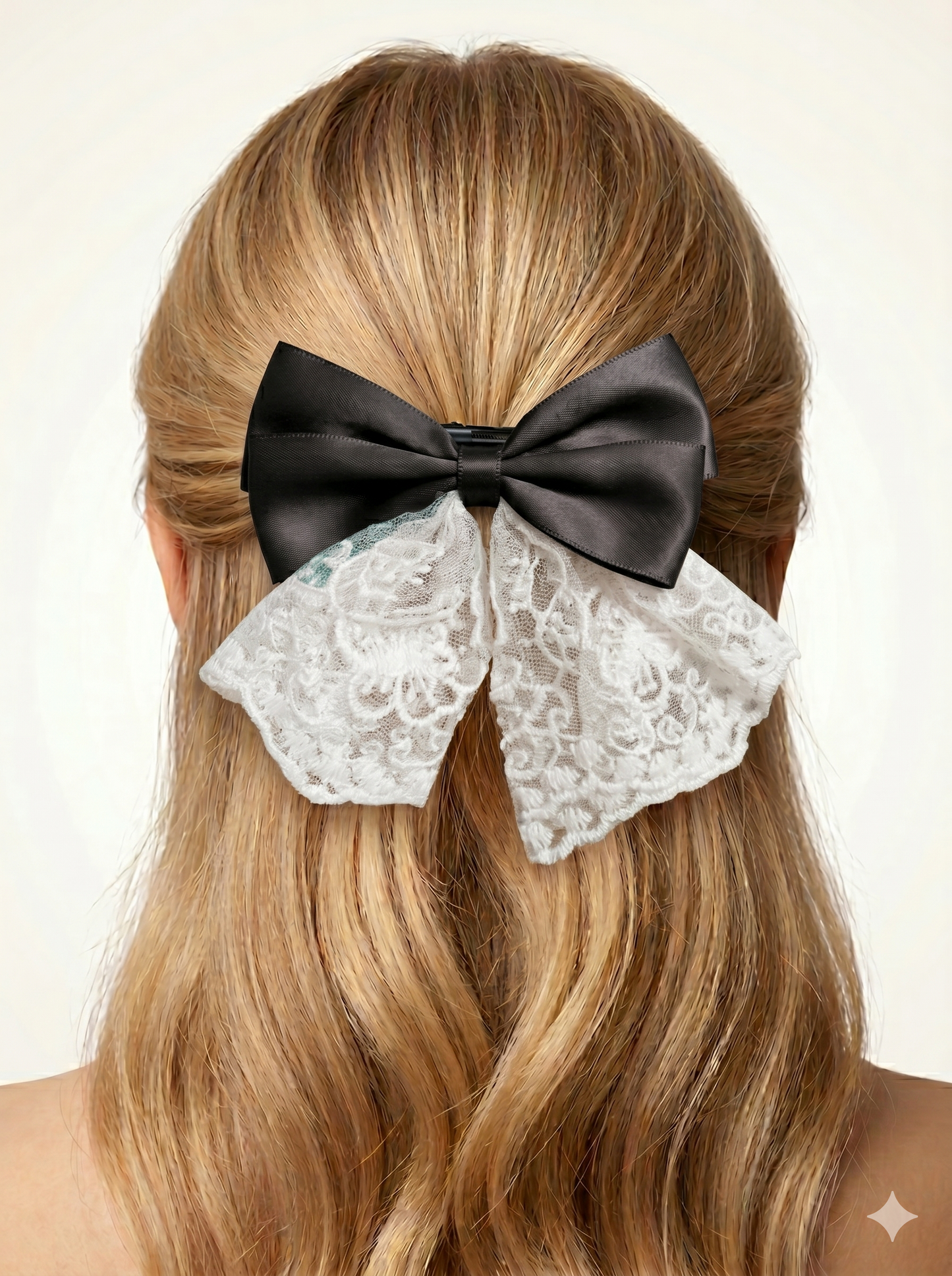 Vintage Lace & Satin Bow Clip