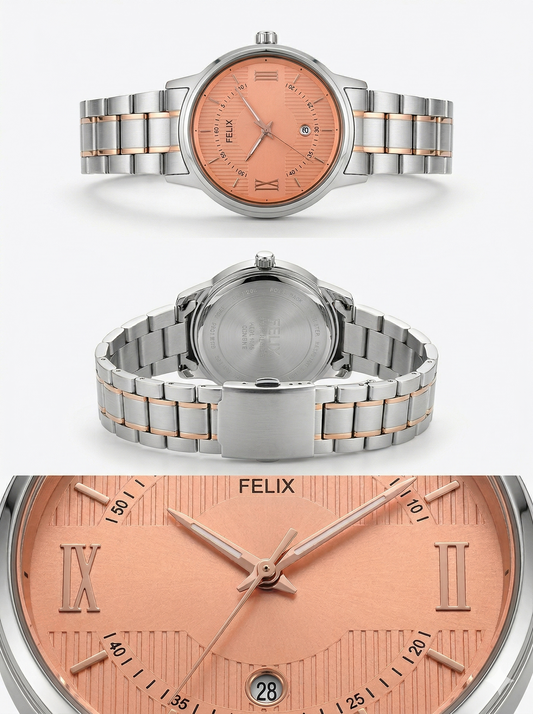 Felix Modern Two-Tone Salmon Textured Dial Gents Watch