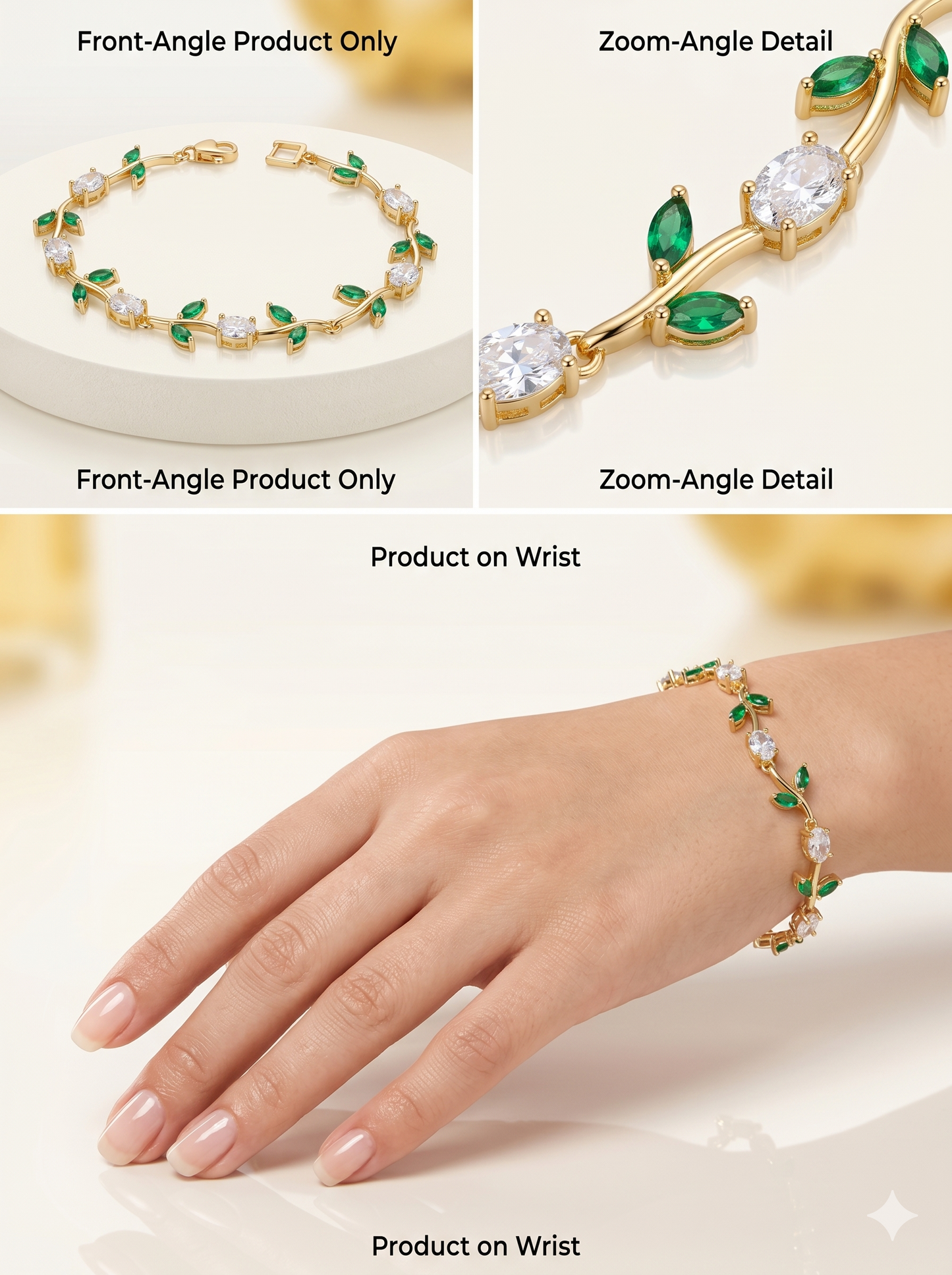 Tulip Crystal Vine Bracelet in 18K Gold Finish