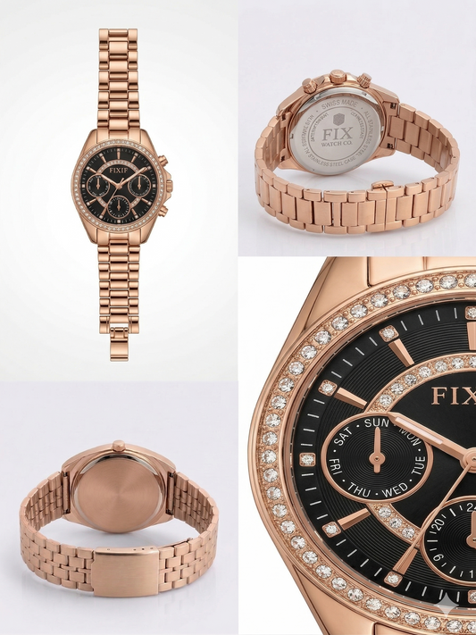 Fixen "Midnight Luxe" Rose Gold Watch