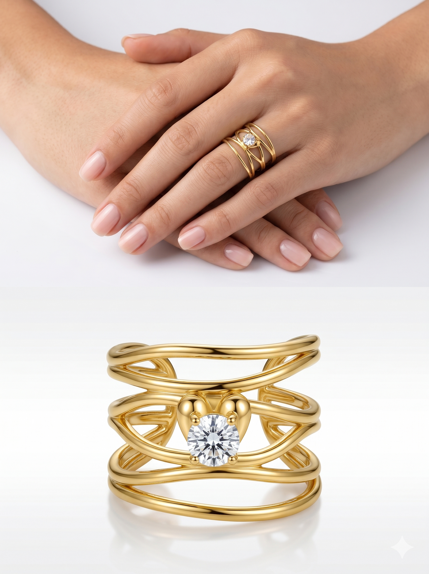 Anti-Tarnish Multi-Strand Orbit Adjustable Ring