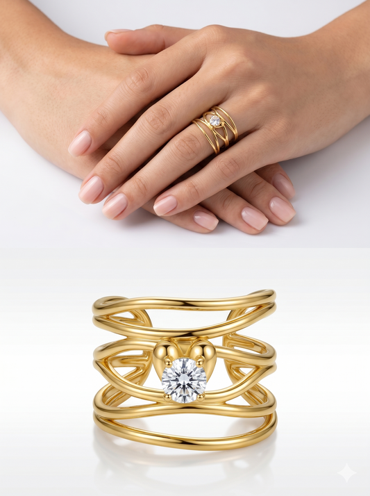 Anti-Tarnish Multi-Strand Orbit Adjustable Ring