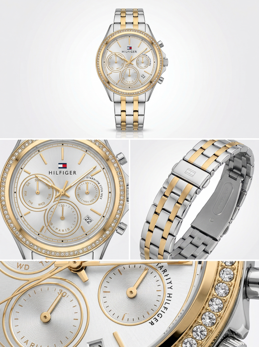 Golden Aura Chronograph – Crystal Bezel Two-Tone Ladies Watch