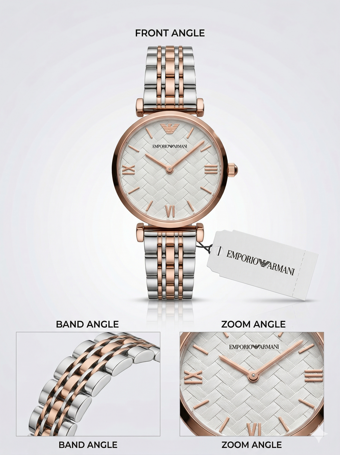 Pearl Weave Luxe – Rose Gold & Silver Two-Tone Watch