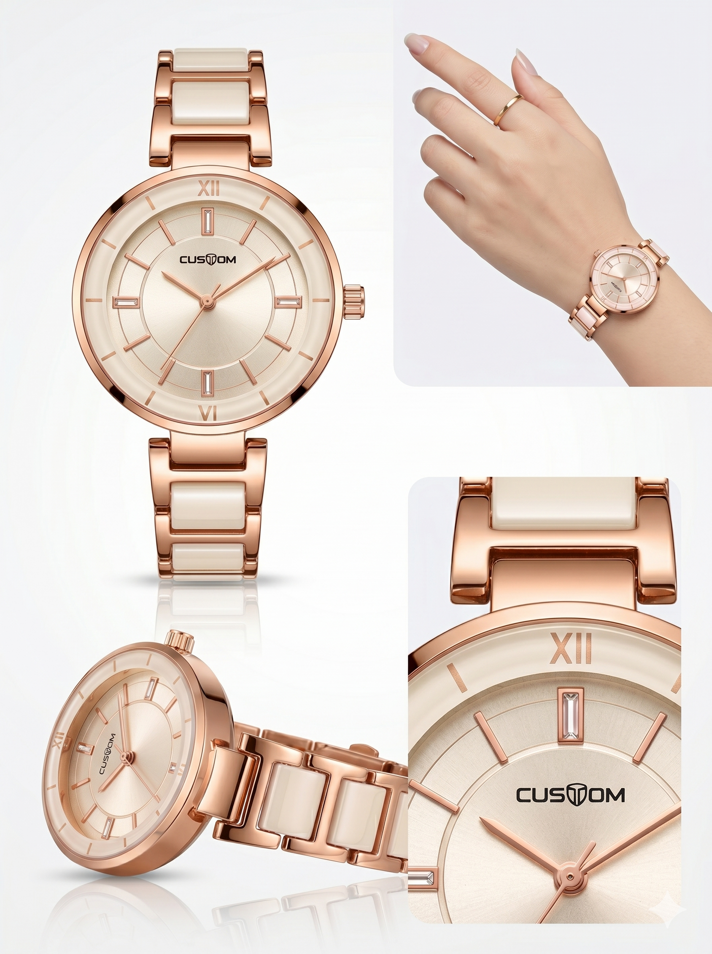 Custom Rose Gold Minimalist Blush Link Watch