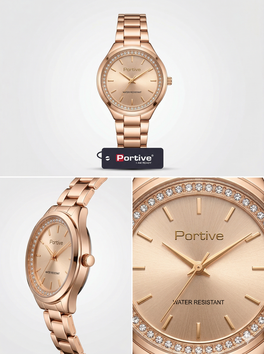Portive Crystal-Halo Luxury Dress Watch