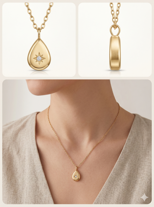 North Star Teardrop Medallion Pendant Necklace