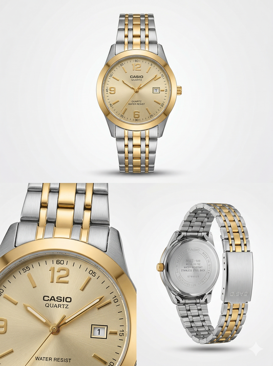 Two-Tone Luxe Watch - Champagne Dial with Date Display