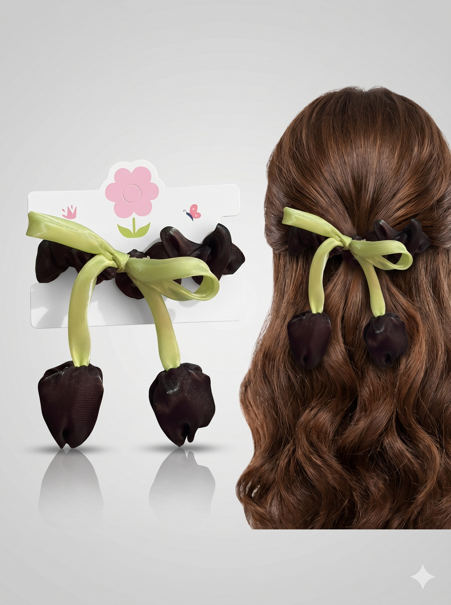 Sleek Blossom Satin Scrunchie