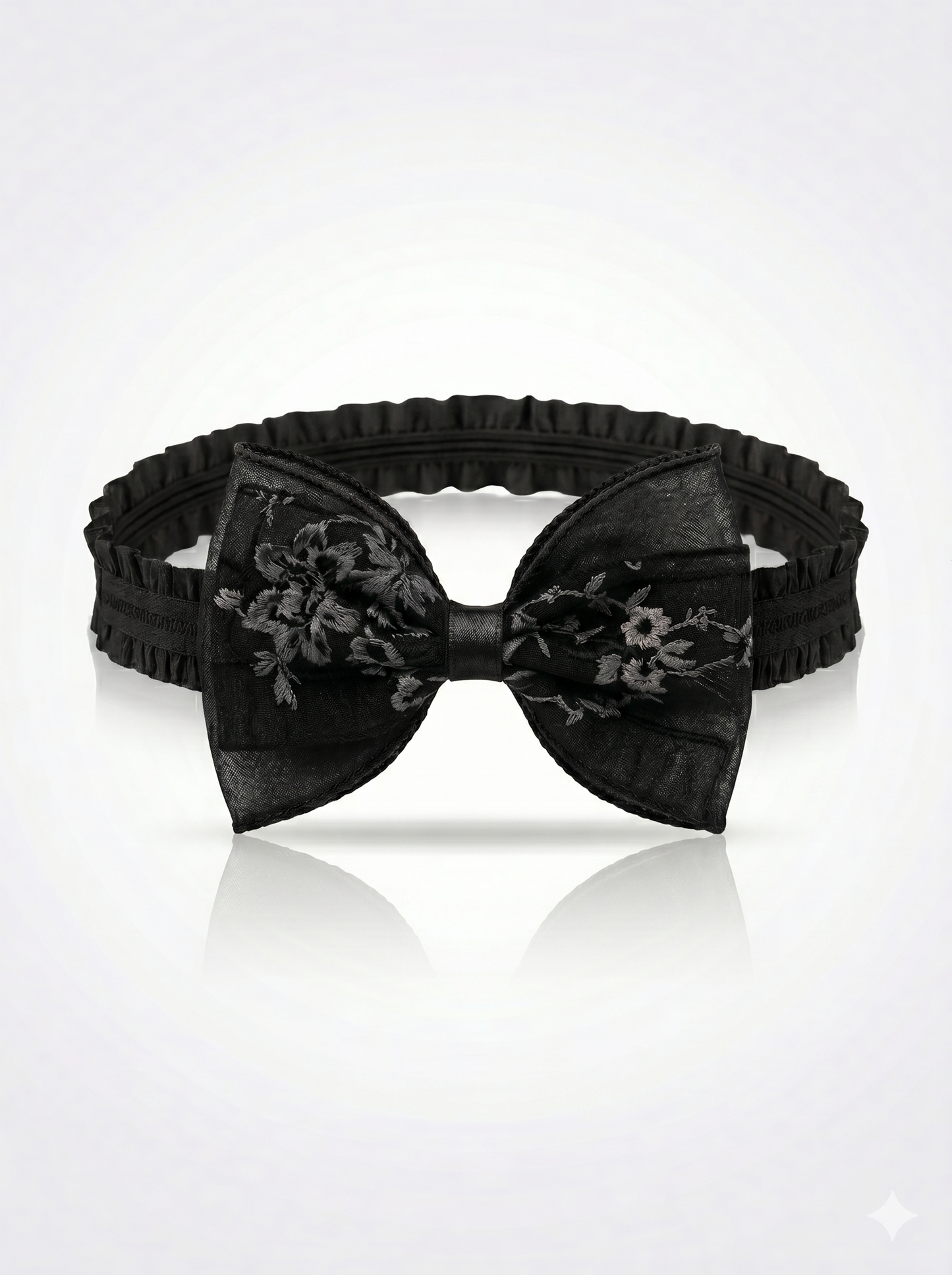 Sky Blossom Embroidered Bow Headband