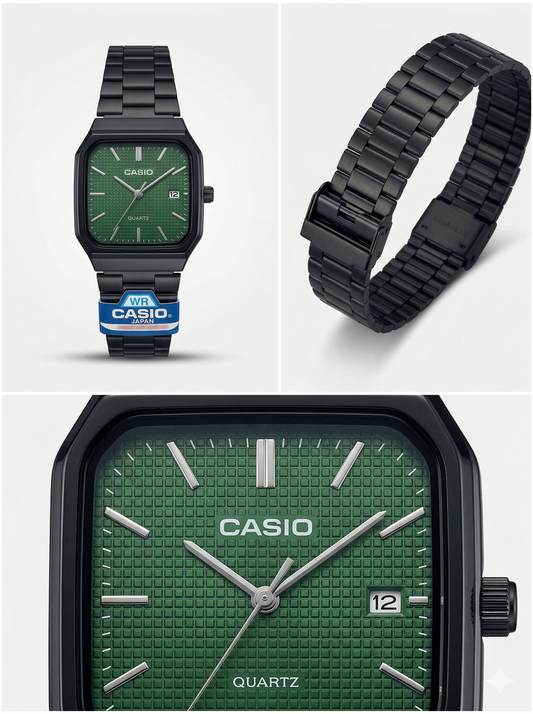 Emerald Square Matte Black Watch